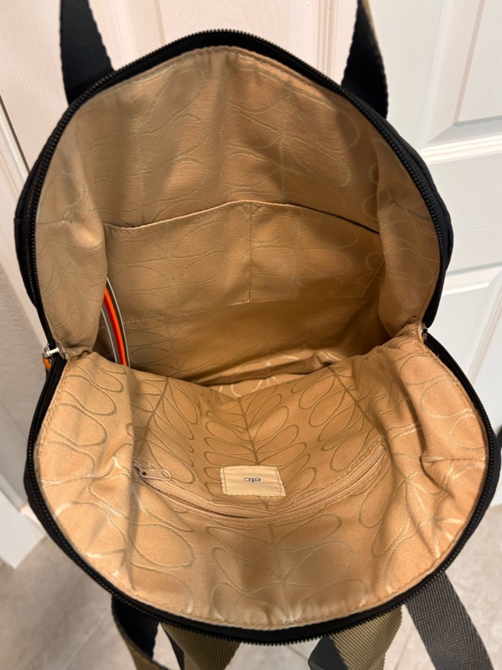 Orla Kiely Quilted Stem Pattern Black Backpack - Picture 6 of 7